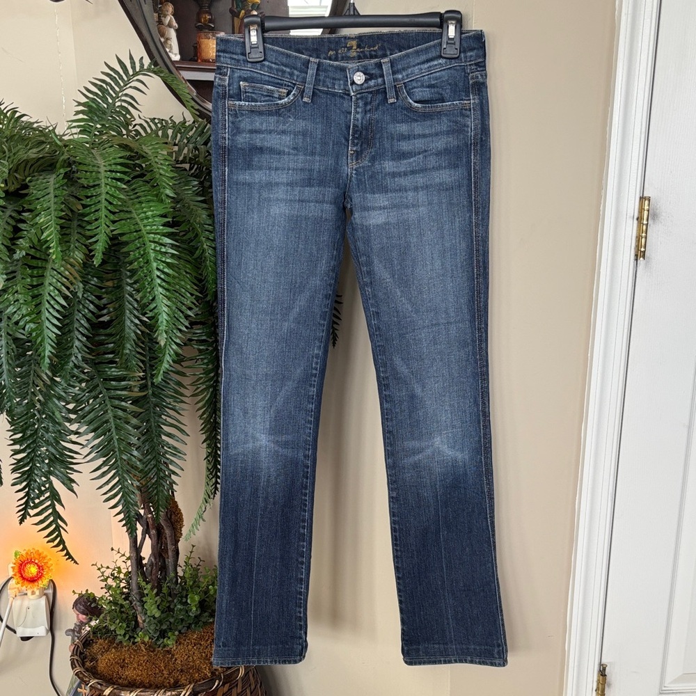 7 for All Mankind Bootcut Denim Jeans Medium Wash Embellished Embroidered Back